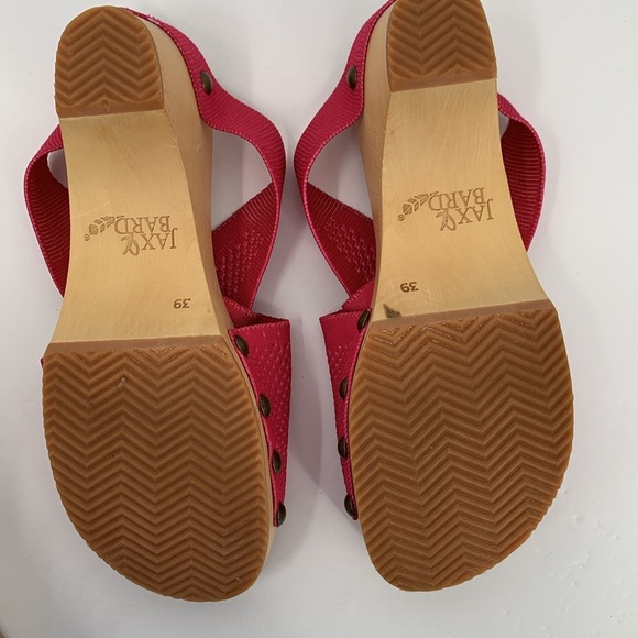 Jax & Bard Libby Hill clog sandals pink criss cross slide shoe wood new 39 8 - Picture 6 of 8